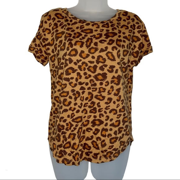 Cheetah Leopard Animal Print Tee T-Shirt Brown - Picture 1 of 6